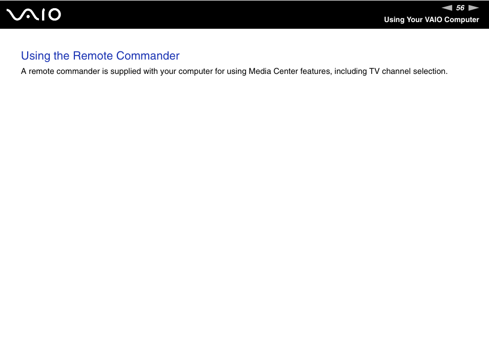 Using the remote commander | Sony VGC-LS20 User Manual | Page 56 / 168