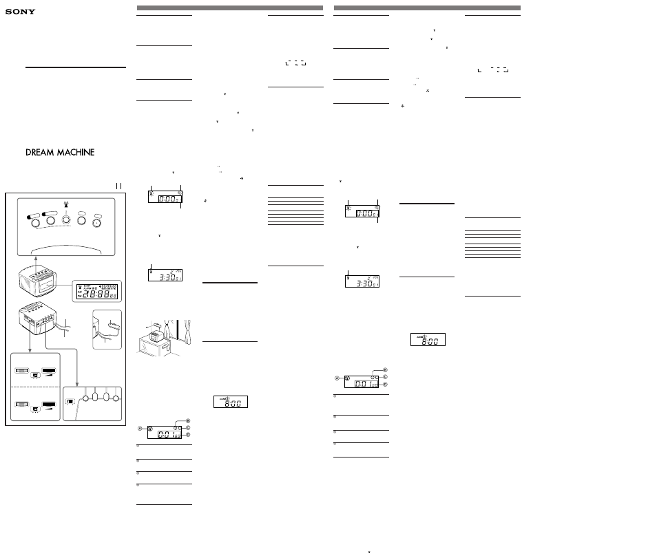 Sony Dream Machine ICF-C50 User Manual | 2 pages