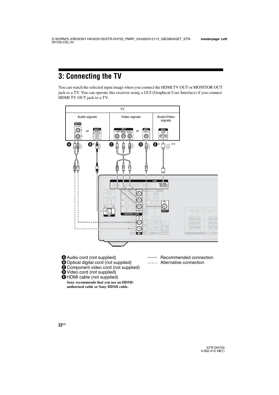 Connecting the tv, E 22, 26, E 20, 22 | E 22, 26, 27), E 22, 27, E 22, 23 | Sony STR-DH720HP User Manual | Page 22 / 88