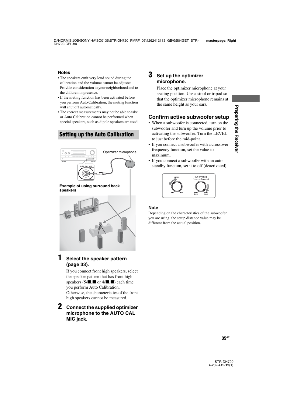 Setting up the auto calibration | Sony STR-DH720HP User Manual | Page 35 / 88