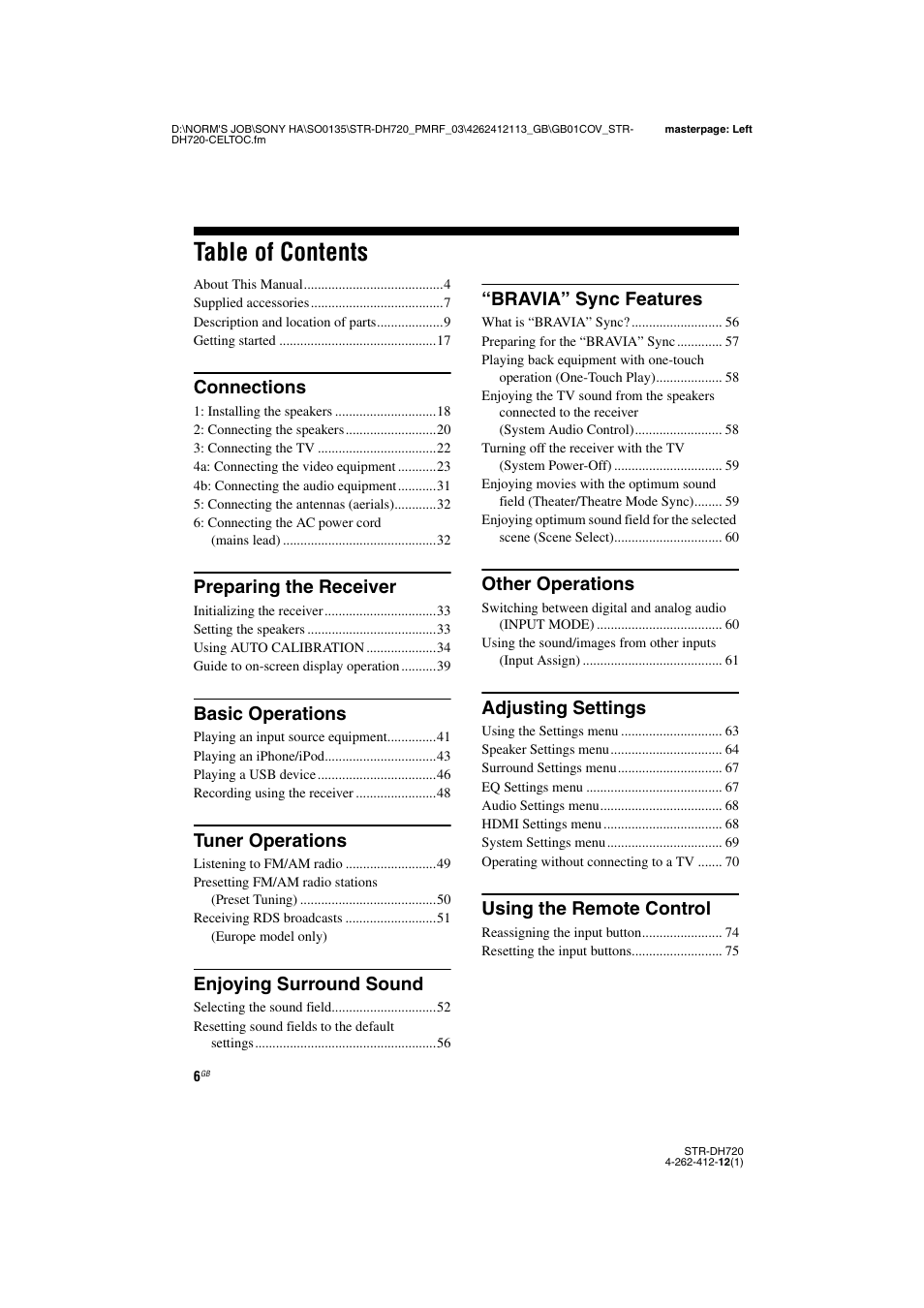 Sony STR-DH720HP User Manual | Page 6 / 88