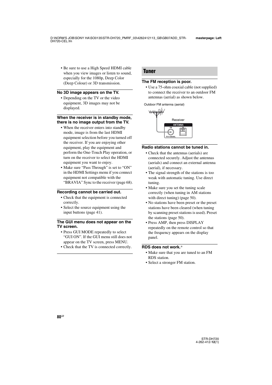 Tuner | Sony STR-DH720HP User Manual | Page 80 / 88