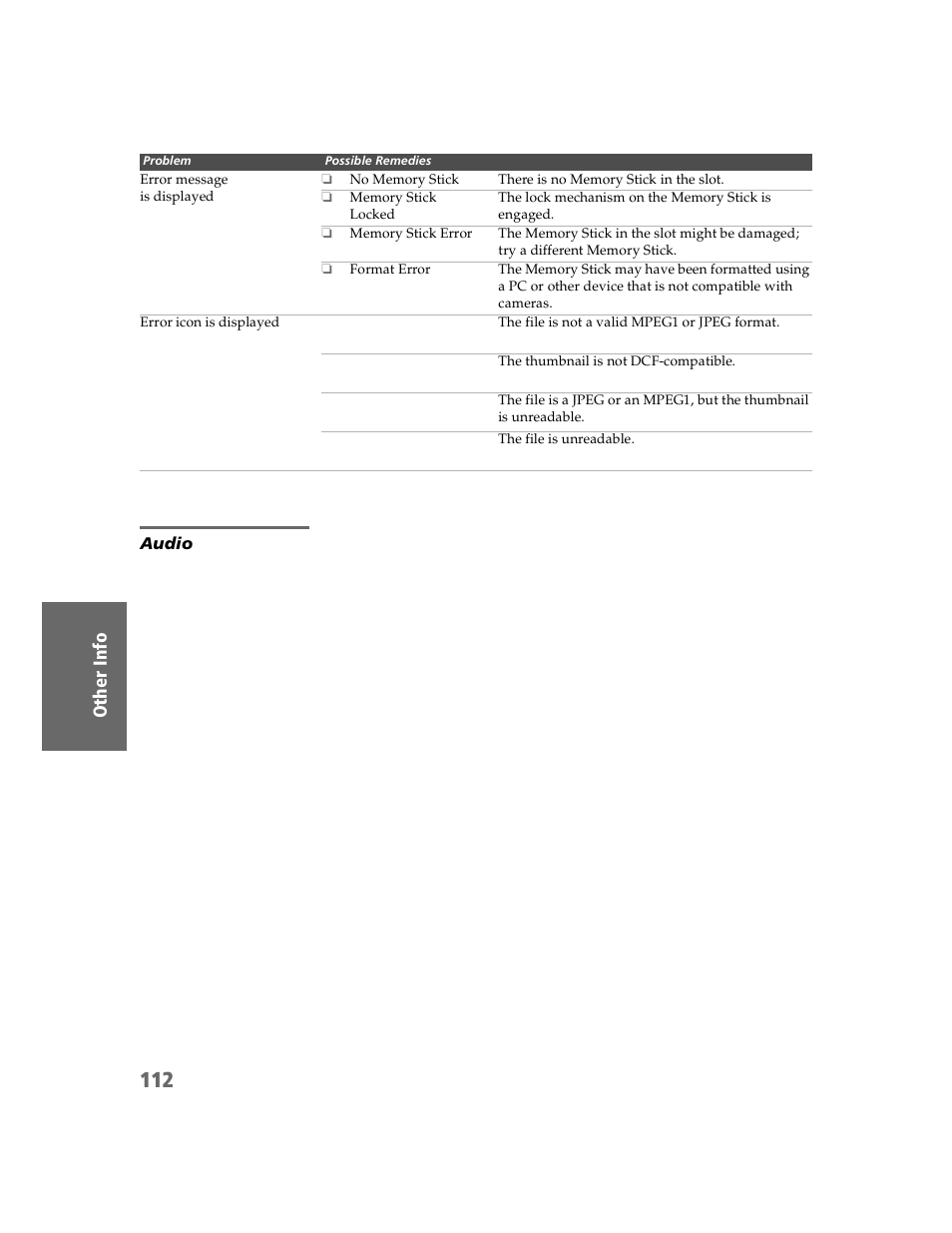 Audio | Sony KDP-51WS550 User Manual | Page 113 / 122