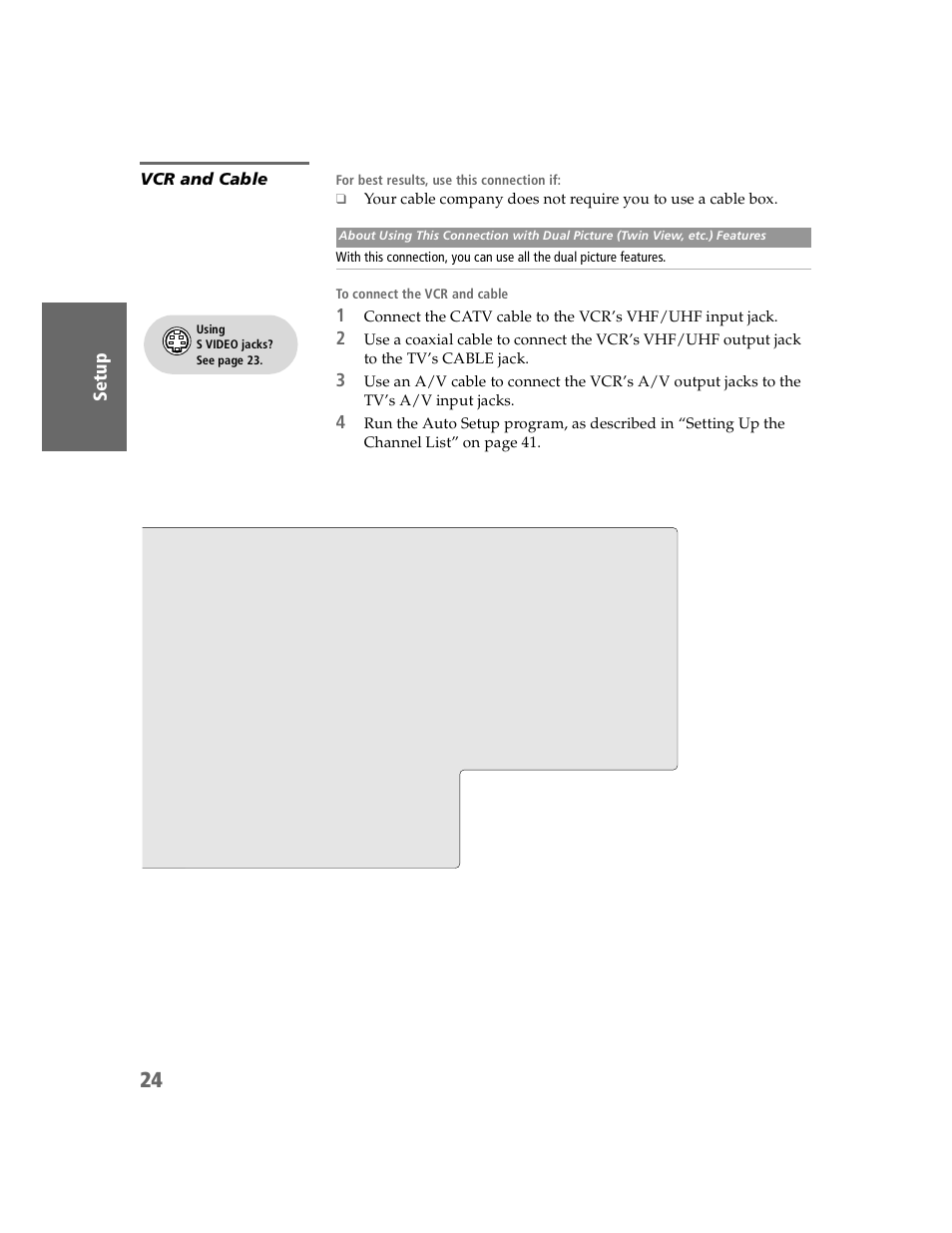 Vcr and cable, S 24 an | Sony KDP-51WS550 User Manual | Page 25 / 122