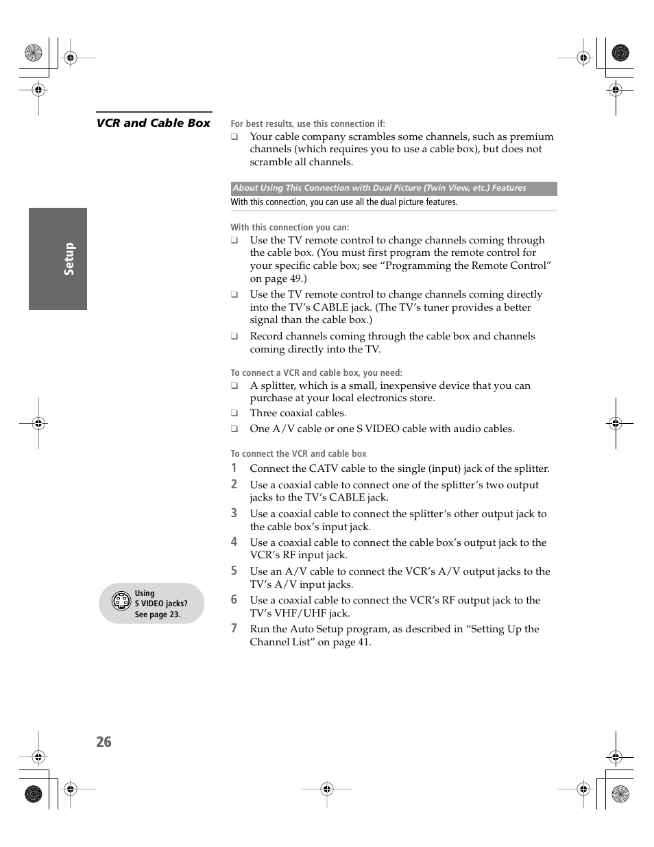 Vcr and cable box | Sony KDP-51WS550 User Manual | Page 27 / 122