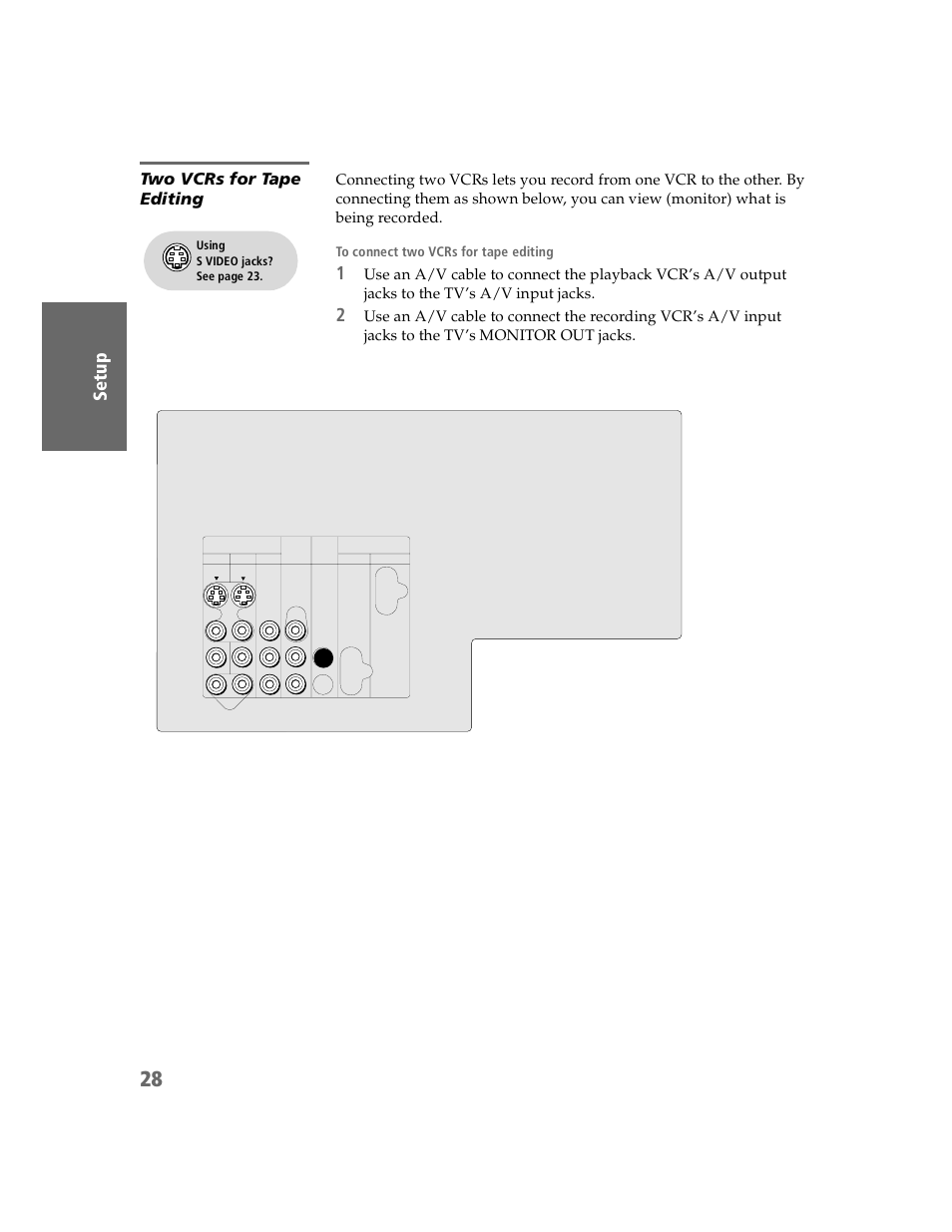 Two vcrs for tape editing | Sony KDP-51WS550 User Manual | Page 29 / 122