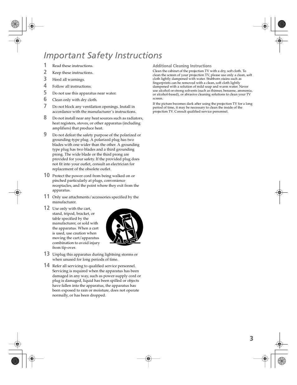 Important safety instructions | Sony KDP-51WS550 User Manual | Page 4 / 122