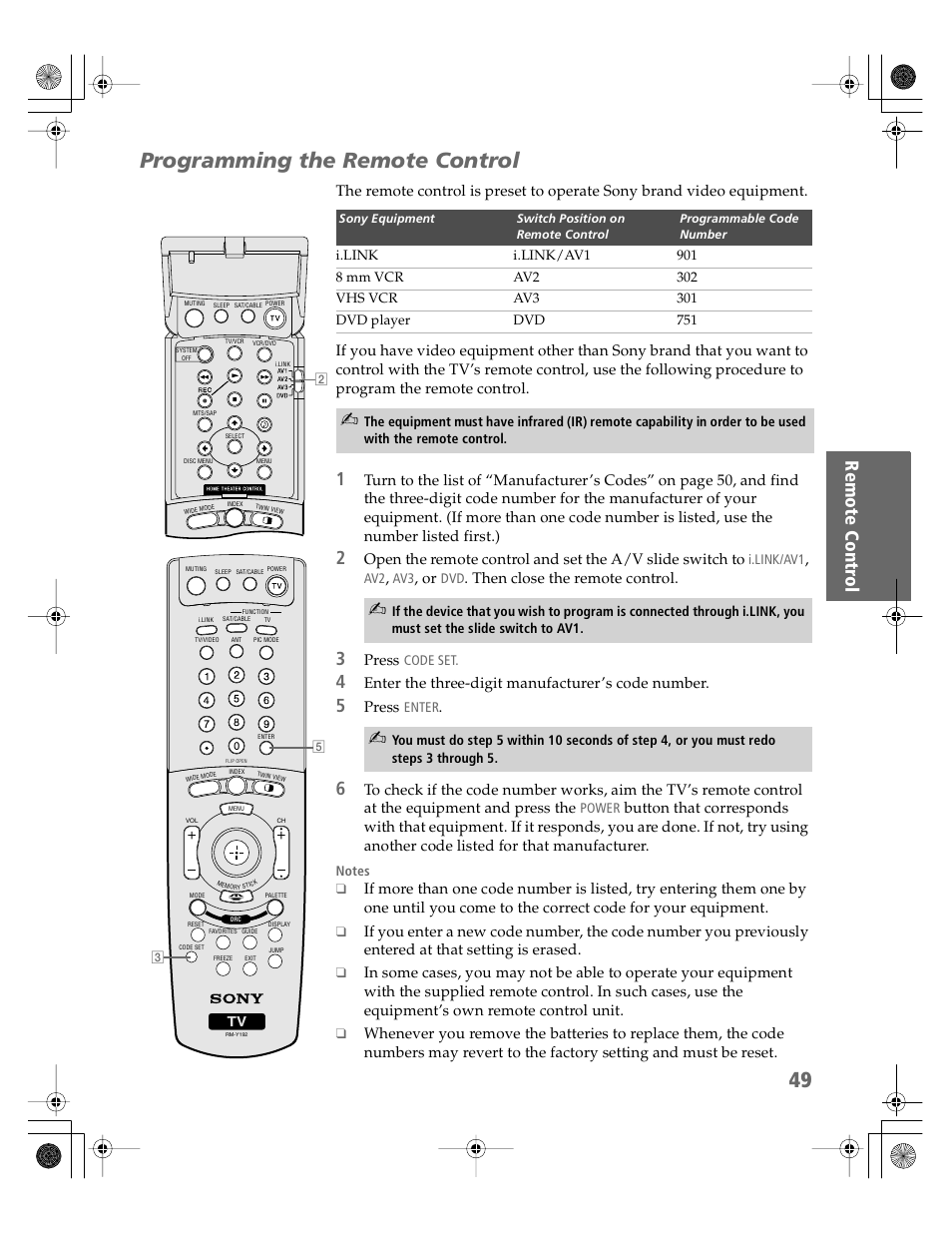 Programming the remote control, Programming the | Sony KDP-51WS550 User Manual | Page 50 / 122