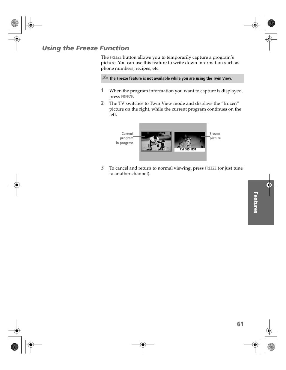Using the freeze function | Sony KDP-51WS550 User Manual | Page 62 / 122
