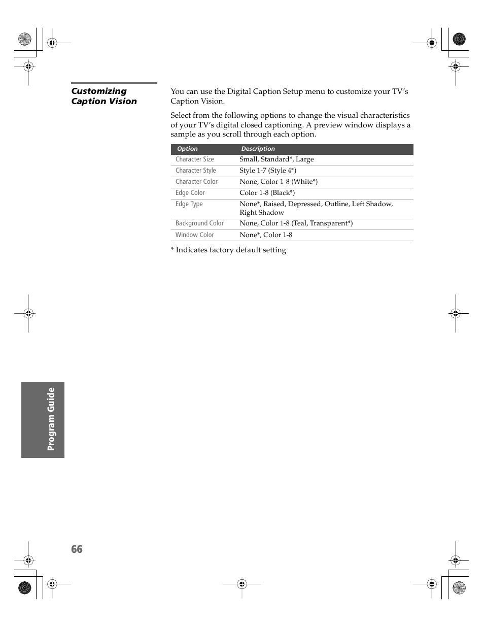 Customizing caption vision | Sony KDP-51WS550 User Manual | Page 67 / 122