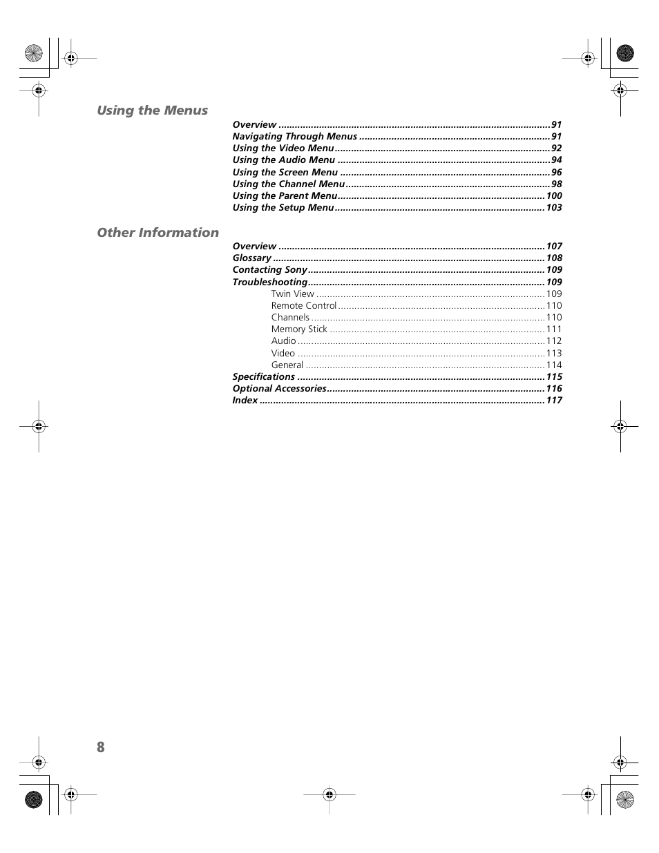 Sony KDP-51WS550 User Manual | Page 9 / 122