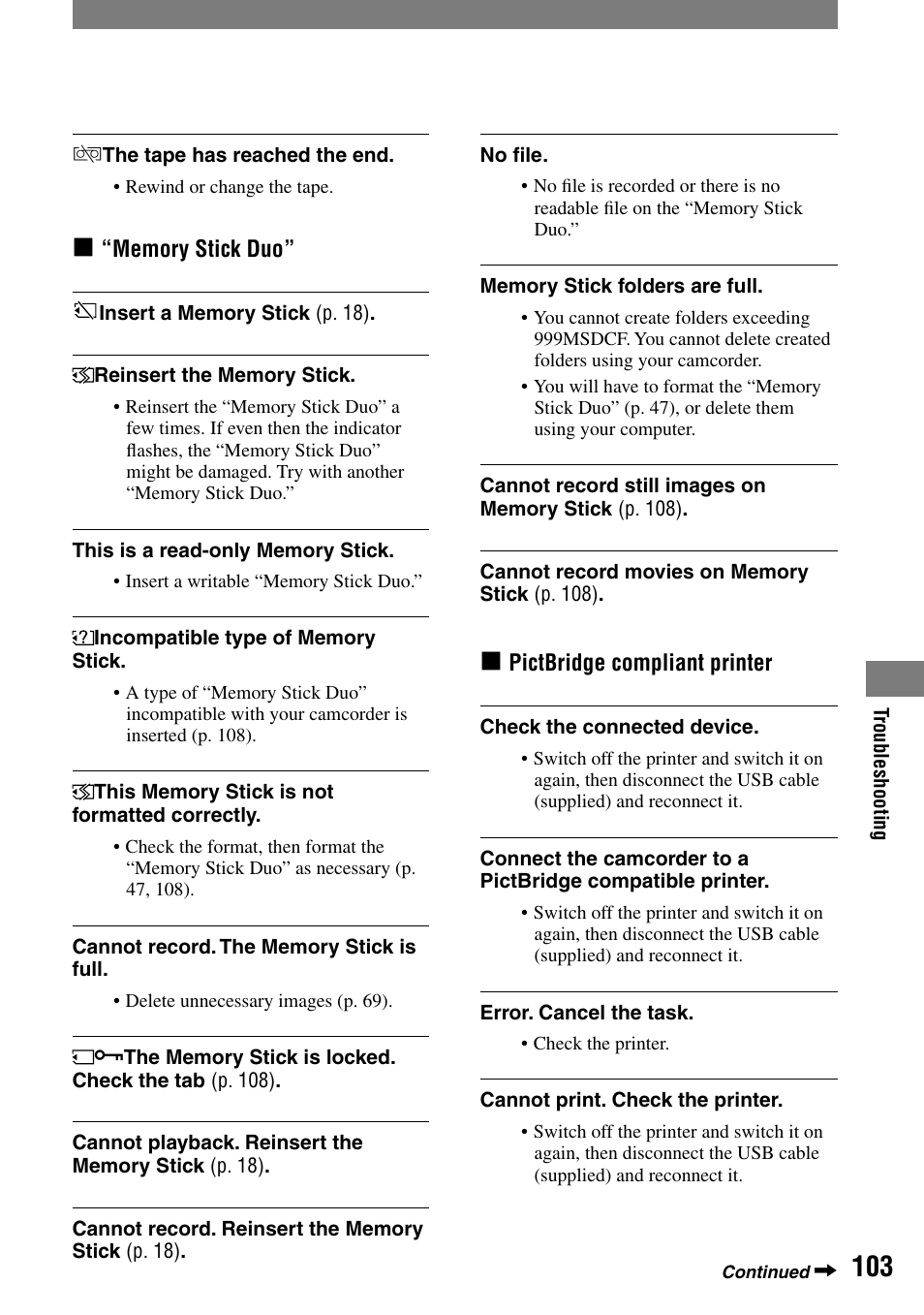 Sony HANDYCAM DCR-PC1000 User Manual | Page 103 / 123