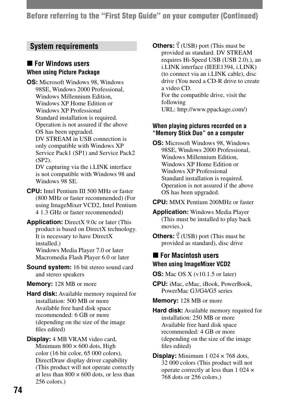 Sony HANDYCAM DCR-PC1000 User Manual | Page 74 / 123