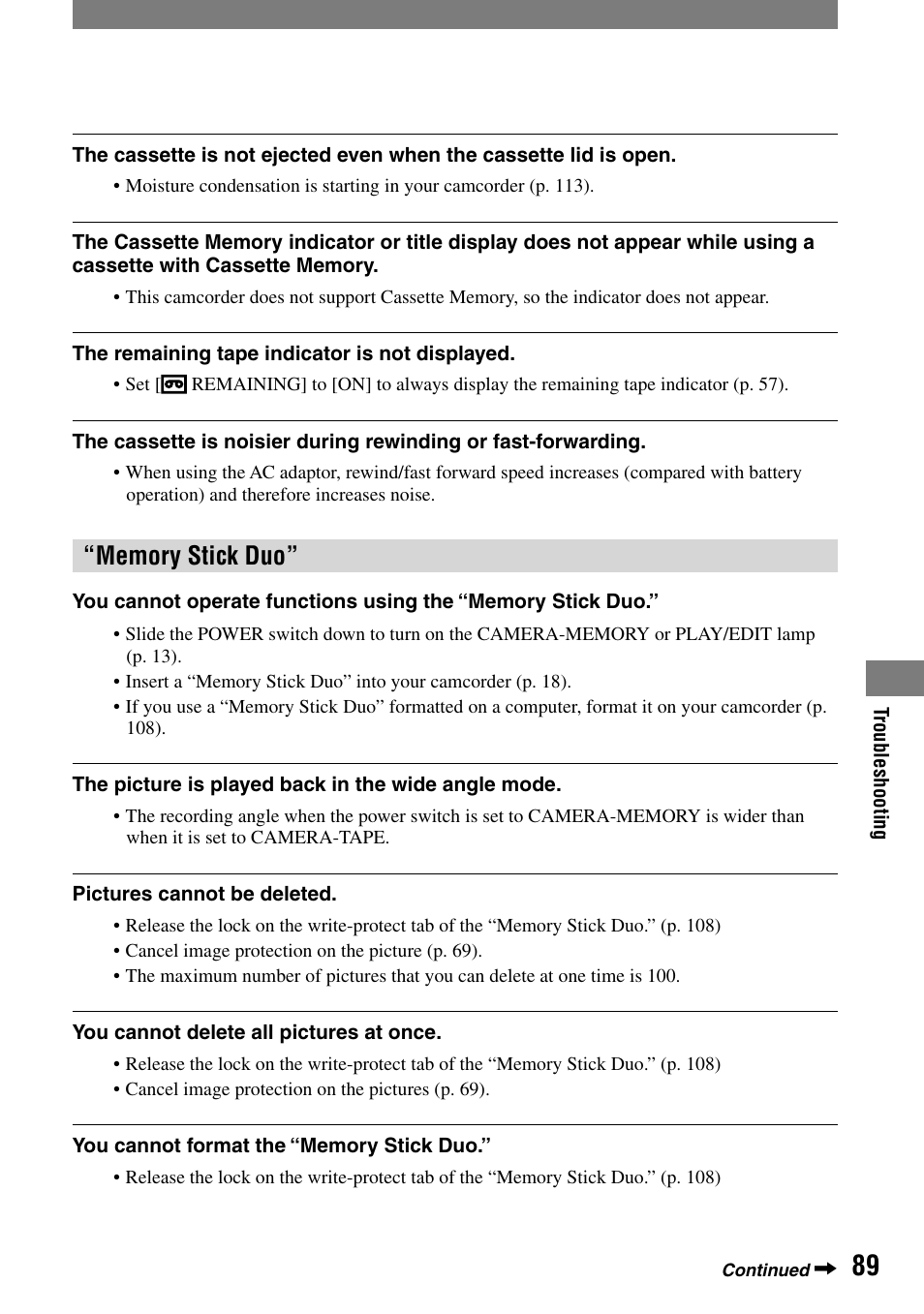 Sony HANDYCAM DCR-PC1000 User Manual | Page 89 / 123