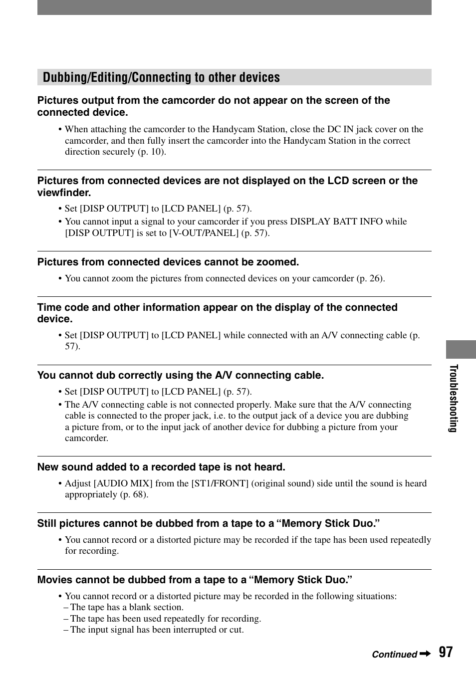 Dubbing/editing/connecting to other devices | Sony HANDYCAM DCR-PC1000 User Manual | Page 97 / 123