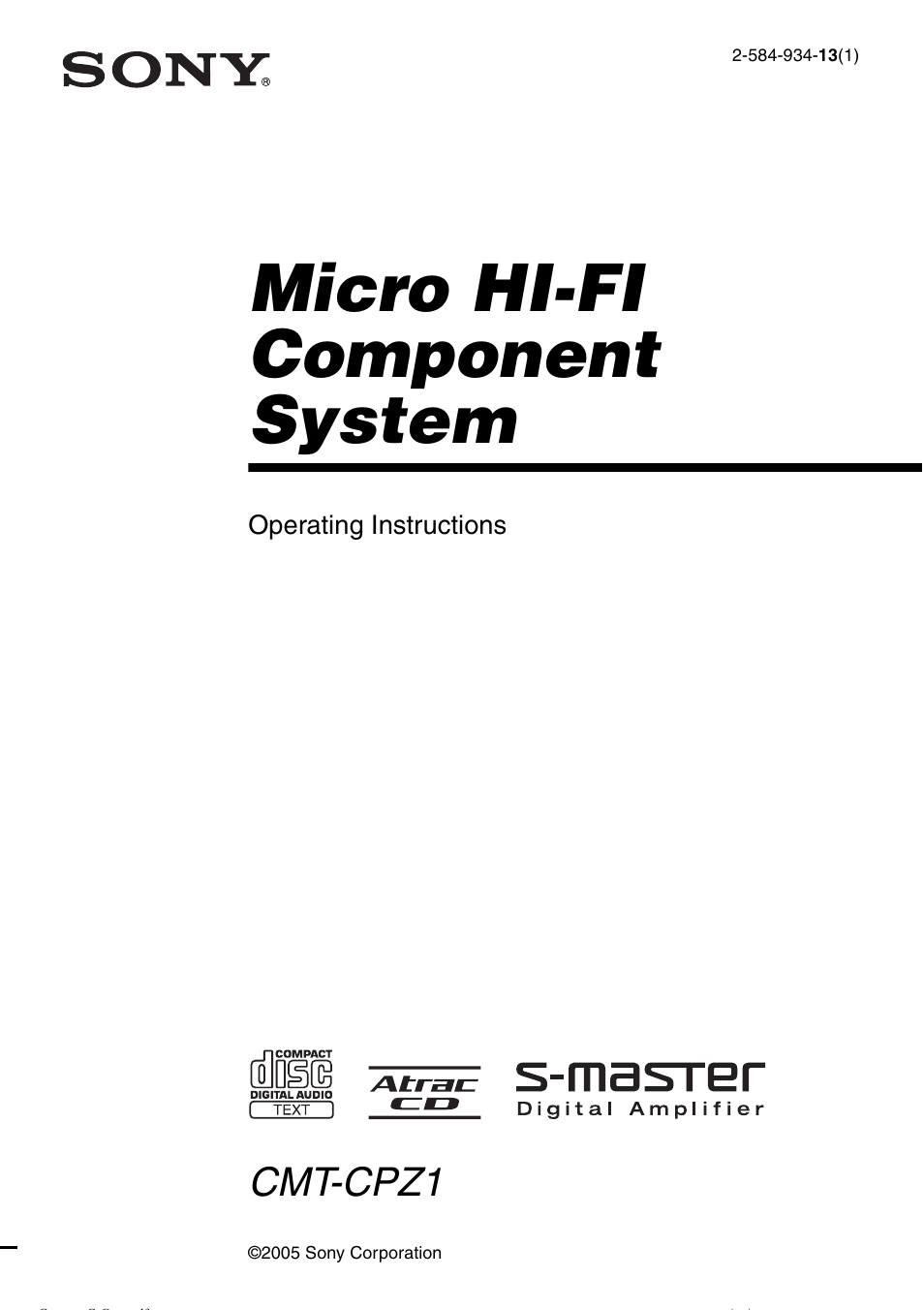 Sony CMT-CPZ1 User Manual | 36 pages