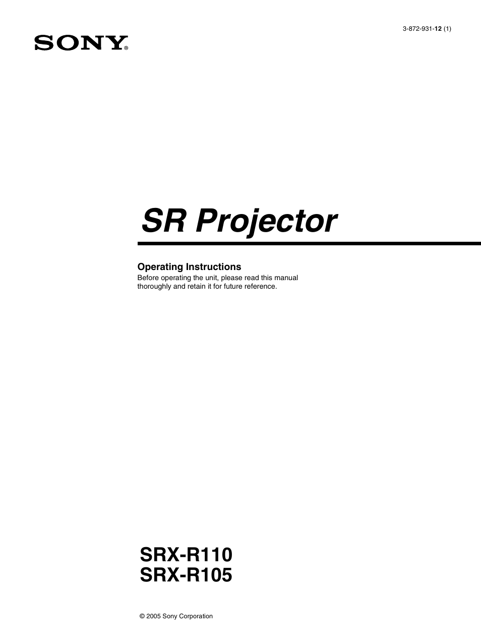 Sony SRX- R110 User Manual | 38 pages