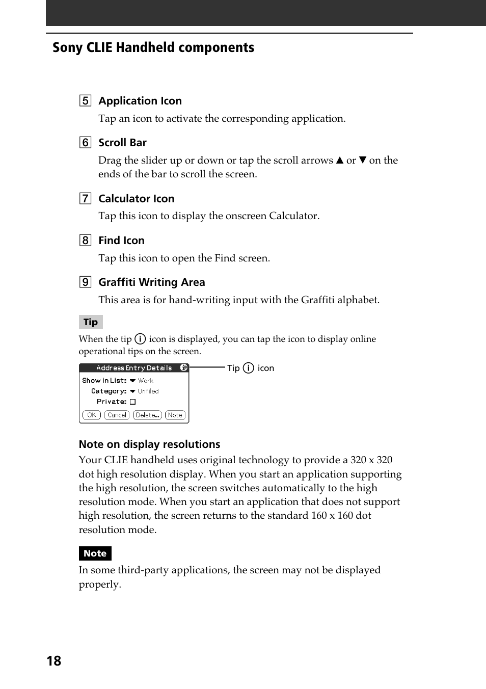 What is on the clie installation cd-rom, Cd-rom contents, 18 sony clie handheld components | Sony PEG-N610C User Manual | Page 18 / 60