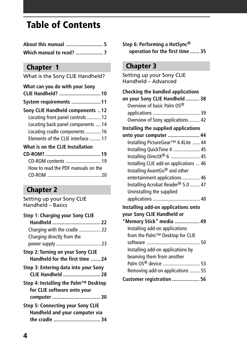 Sony PEG-N610C User Manual | Page 4 / 60