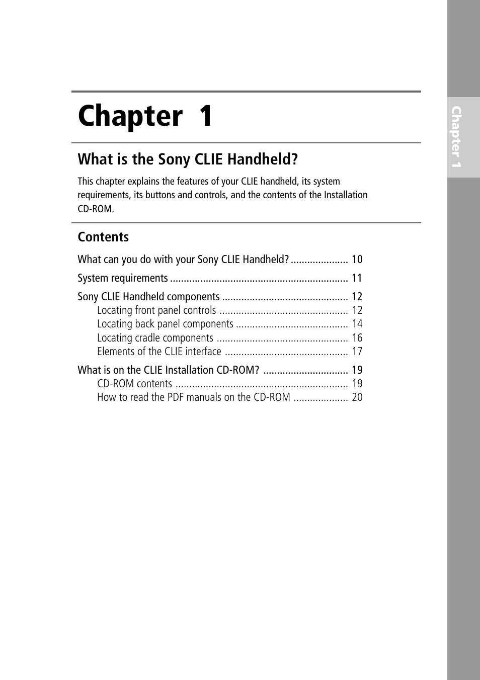 Chapter 1: what is the sony clie handheld, What can you do with your sony clie handheld, Chapter 1 | What is the sony clie handheld | Sony PEG-N610C User Manual | Page 9 / 60