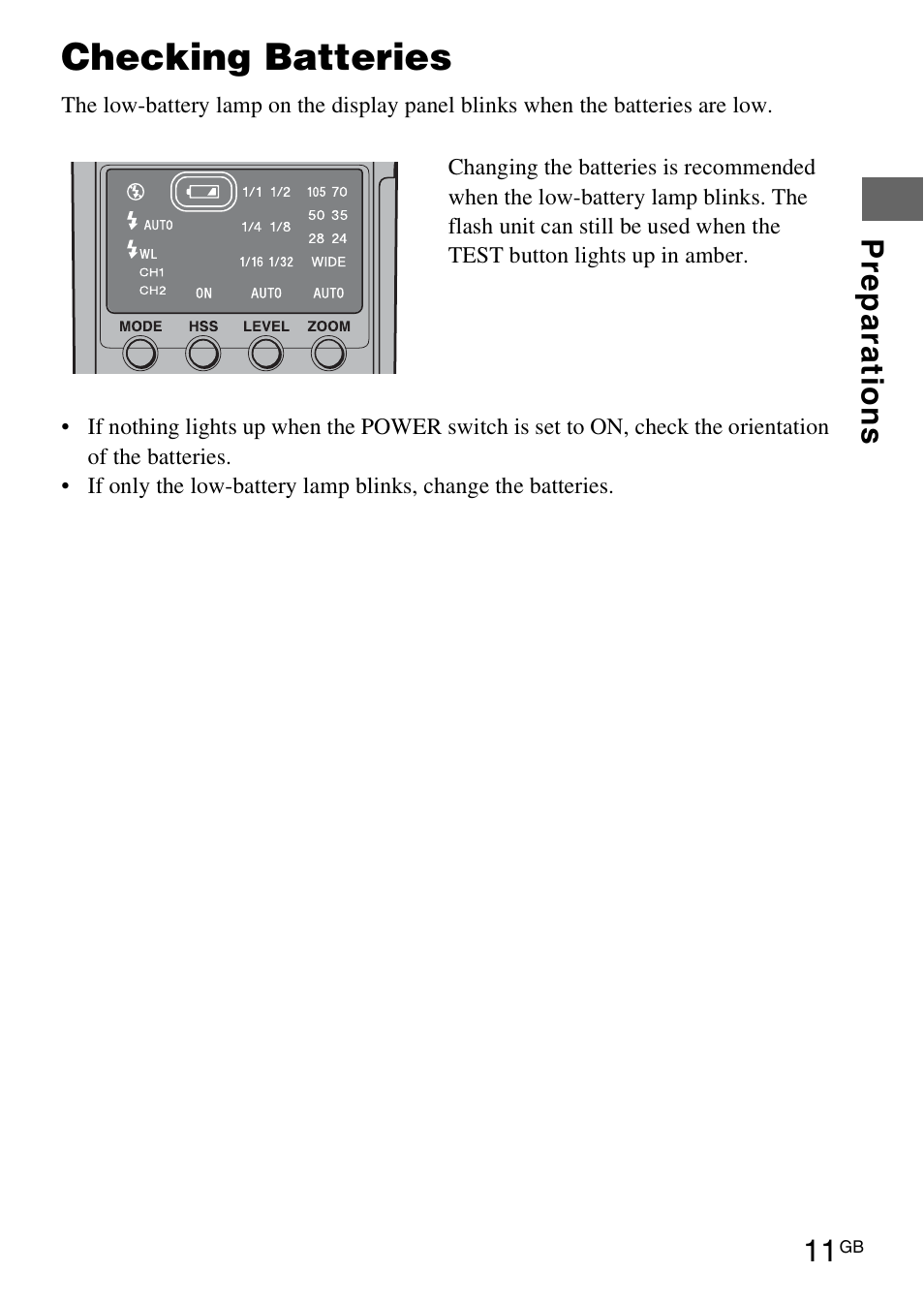 Checking batteries | Sony HVL-F42AM User Manual | Page 11 / 263