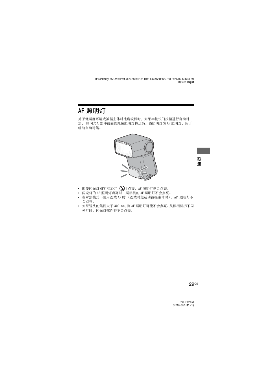 Af照明灯, Af 照明灯 | Sony HVL-F42AM User Manual | Page 135 / 263