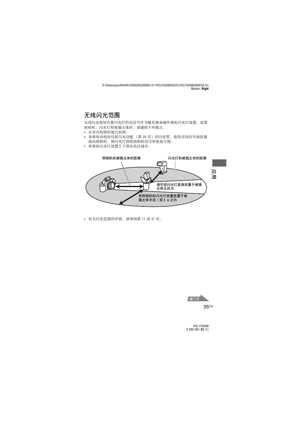 无线闪光范围 | Sony HVL-F42AM User Manual | Page 141 / 263