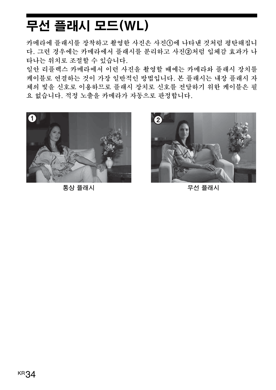 무선 플래시 모드(wl), 시버(34페이, 램프(34페이 | Sony HVL-F42AM User Manual | Page 192 / 263