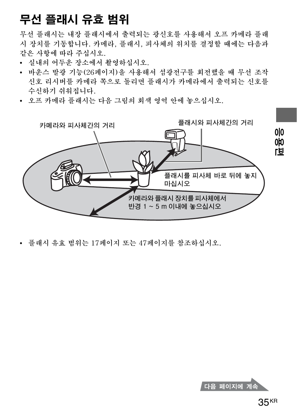 무선 플래시 유효 범위, 응용편 35 | Sony HVL-F42AM User Manual | Page 193 / 263