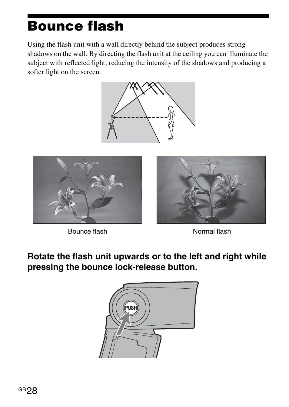 Bounce flash | Sony HVL-F42AM User Manual | Page 28 / 263