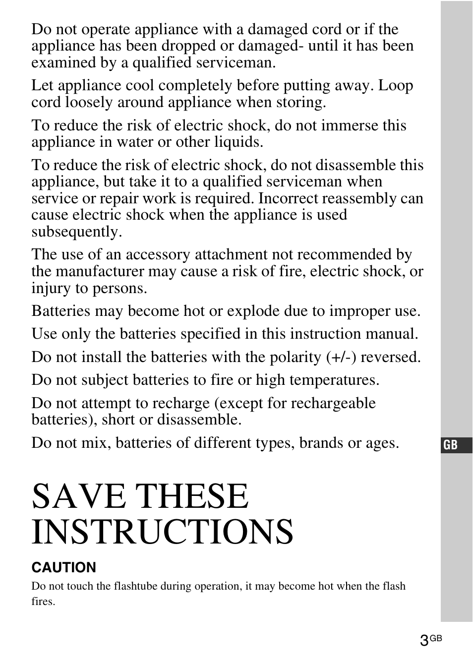 Save these instructions | Sony HVL-F42AM User Manual | Page 3 / 263