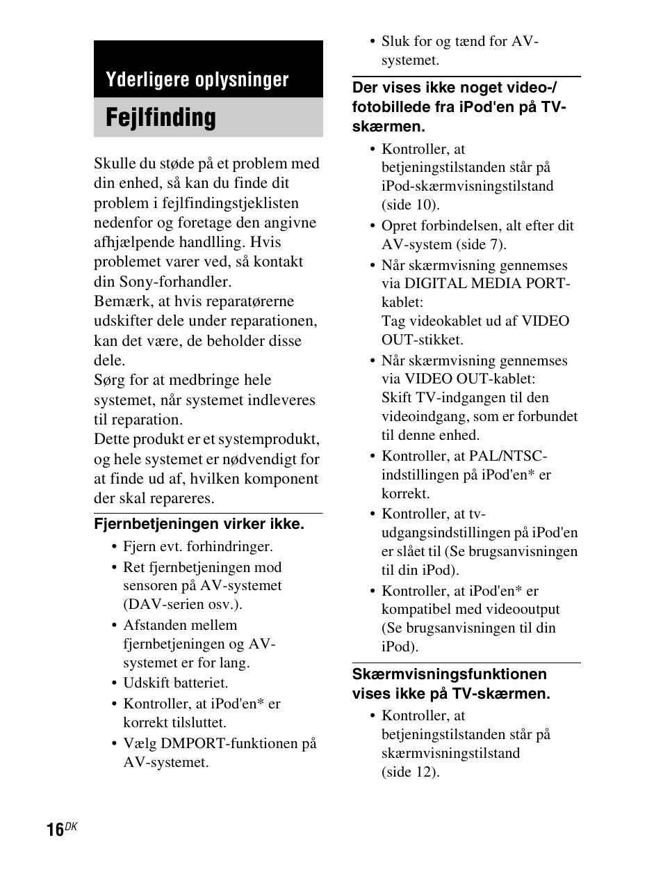 Yderligere oplysninger, Fejlfinding | Sony TDM-iP1 User Manual | Page 158 / 200