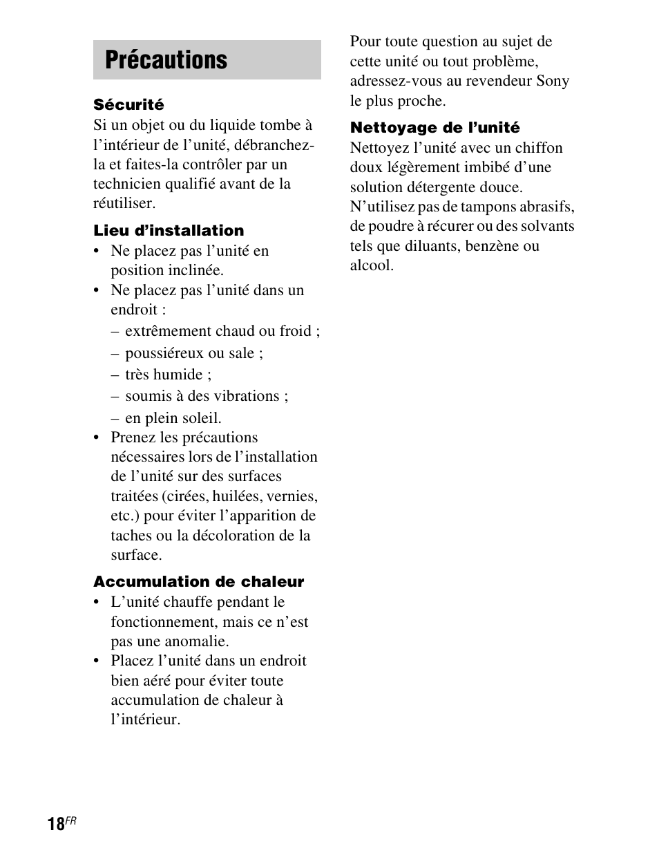 Précautions | Sony TDM-iP1 User Manual | Page 34 / 200