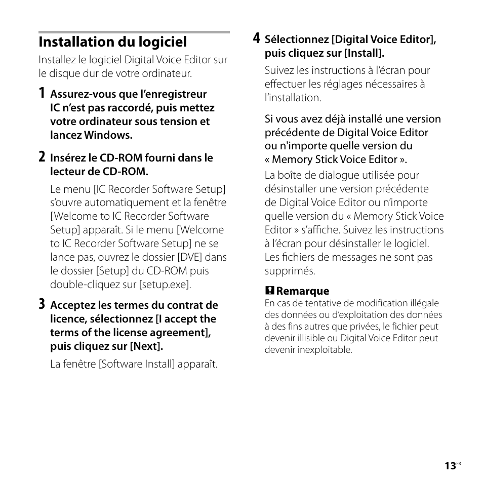 Installation du logiciel | Sony ICD-PX720 User Manual | Page 27 / 60