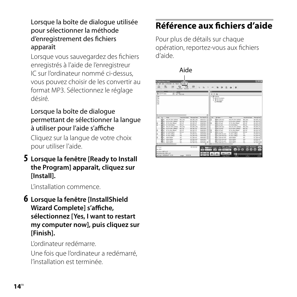 Référence aux fichiers d’aide | Sony ICD-PX720 User Manual | Page 28 / 60
