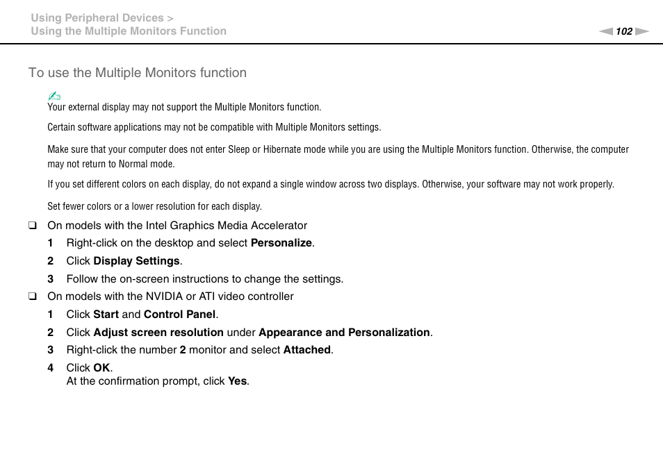 Sony VAIO VGN-AW User Manual | Page 102 / 190