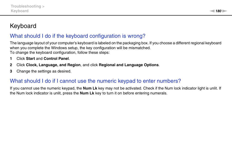 Keyboard | Sony VAIO VGN-AW User Manual | Page 180 / 190