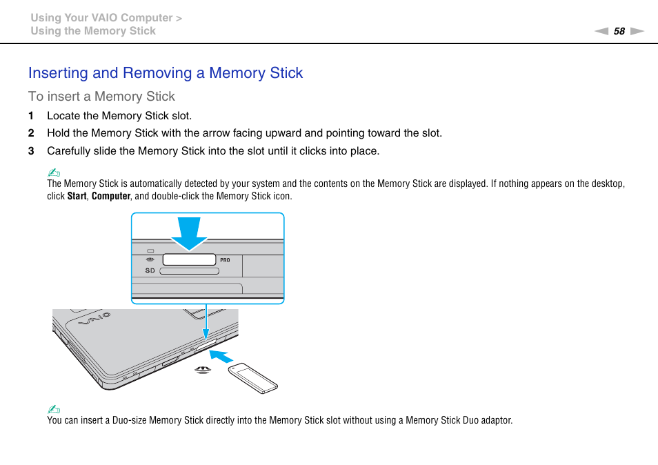 Sony VAIO VGN-AW User Manual | Page 58 / 190