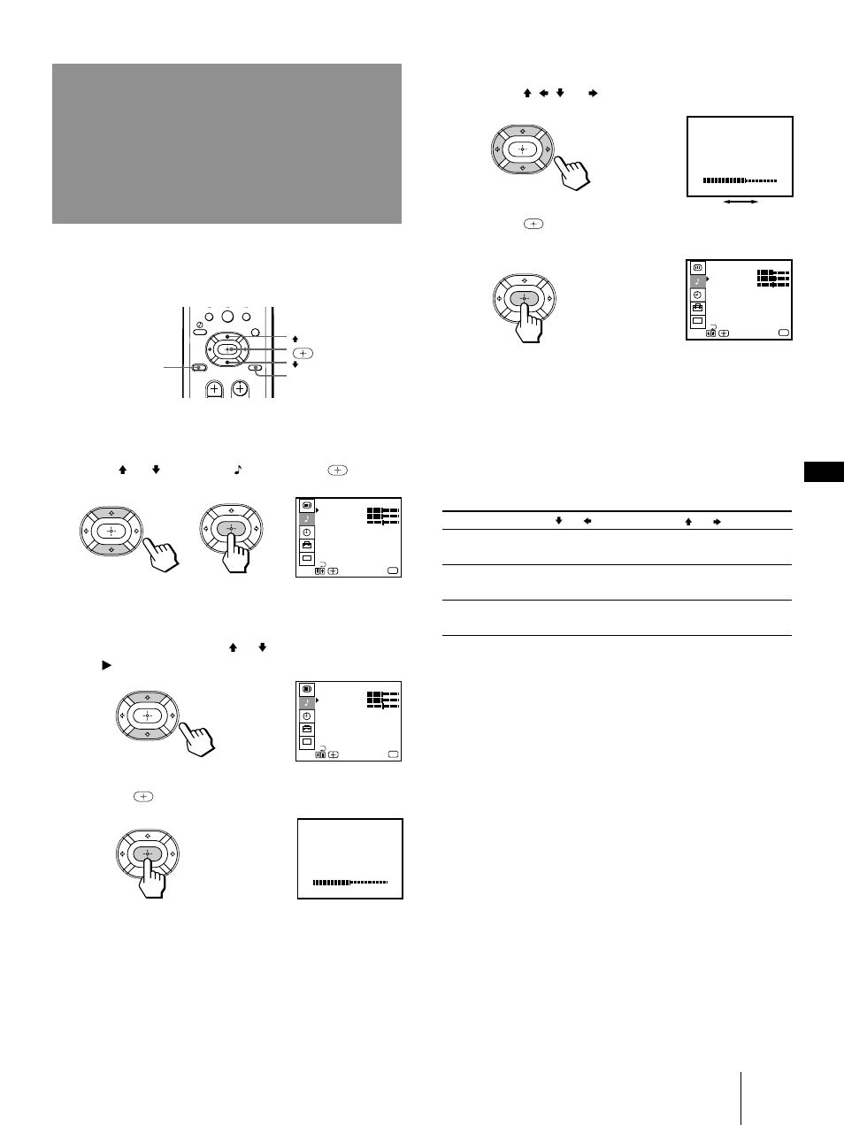 Adjusting the sound (audio), 25 adjusting the sound, Audio | Adjusting the sound, Audio), Press menu, Press v or v to select , and press, 2) press | Sony KP-41T35 User Manual | Page 25 / 84