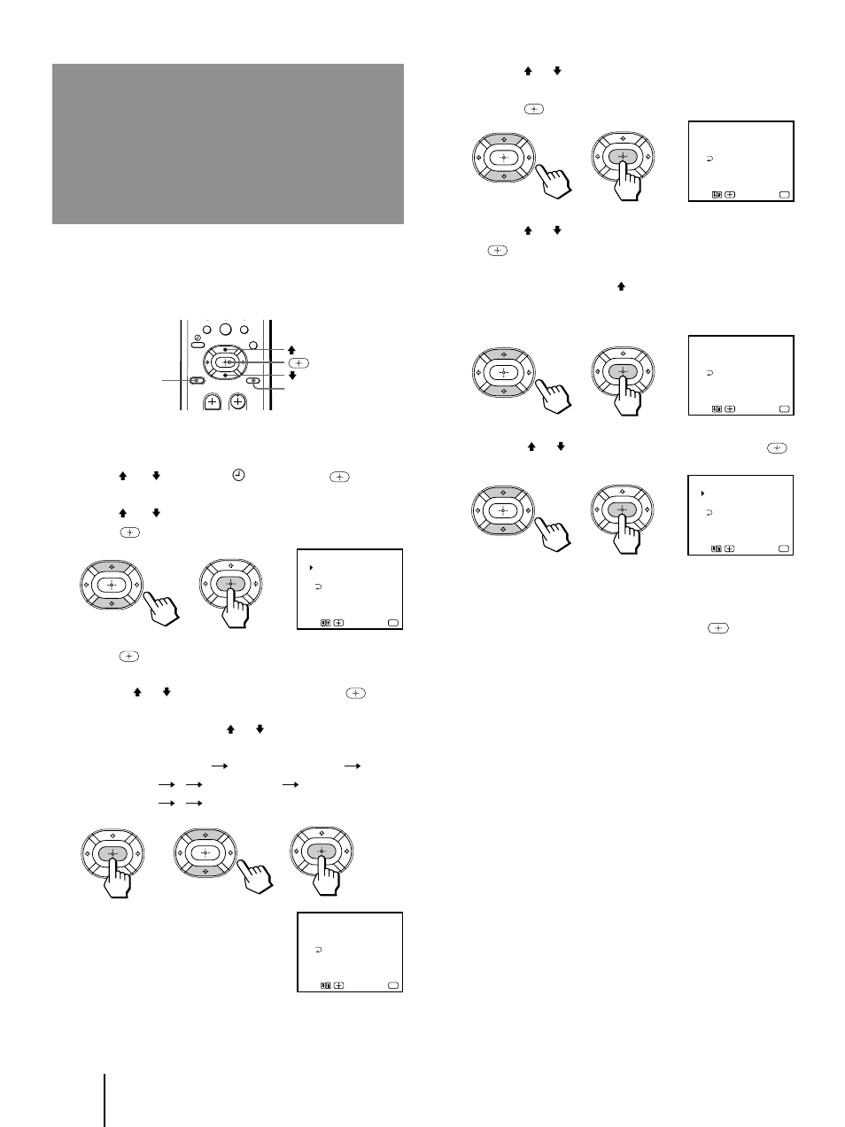 On/off timer, On/off timer), Press menu | Press v or v to select t , and press, Press v or v to select on/off timer, and press | Sony KP-41T35 User Manual | Page 30 / 84