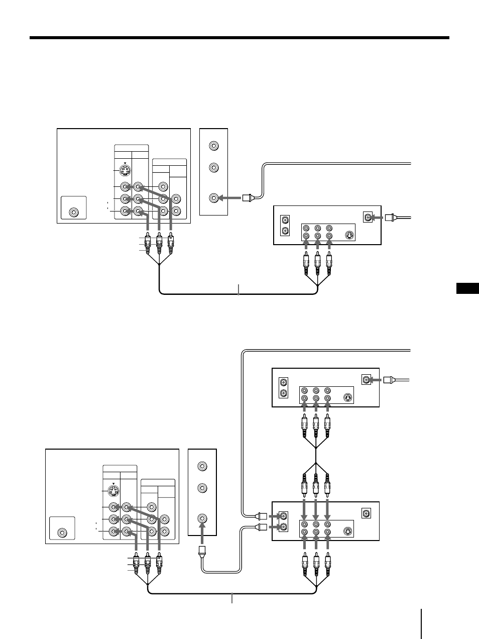 Conexión de un receptor dbs, A un tv de proyección y una videograbadora, Preparativos | Nota | Sony KP-41T35 User Manual | Page 51 / 84