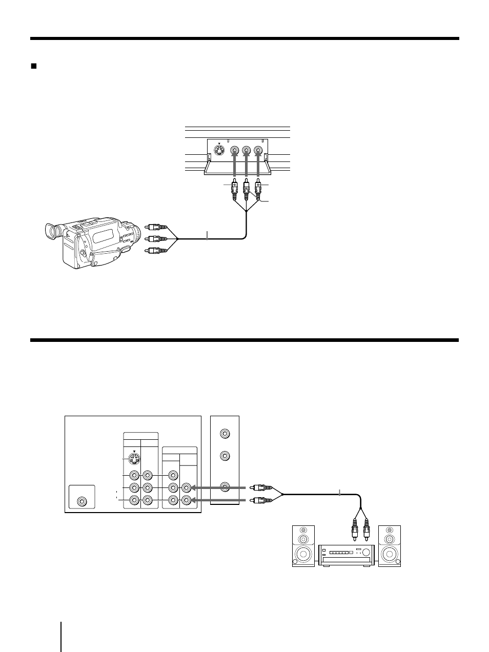 Conexión a cámara de vídeo, Conexión a un sistema de audio | Sony KP-41T35 User Manual | Page 52 / 84