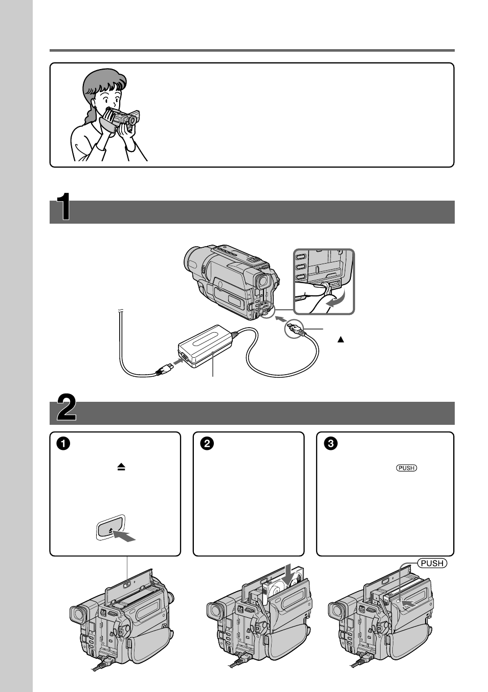 Quick start guide, Inserting a cassette, Connecting the power cord | Sony CCD- TRV408 User Manual | Page 6 / 100