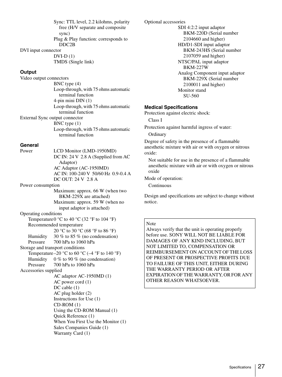 Sony LMD-1950MD User Manual | Page 27 / 33