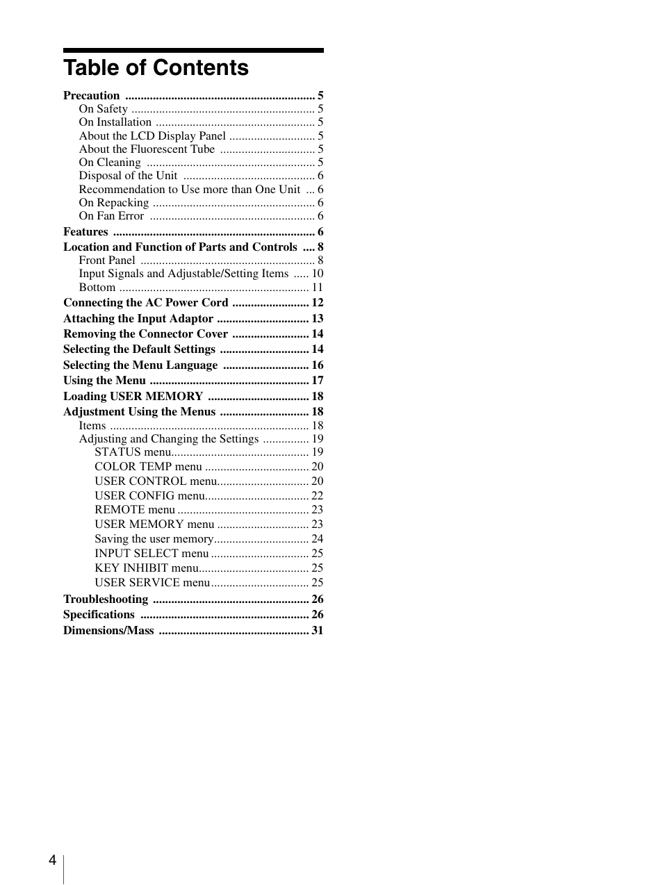 Sony LMD-1950MD User Manual | Page 4 / 33