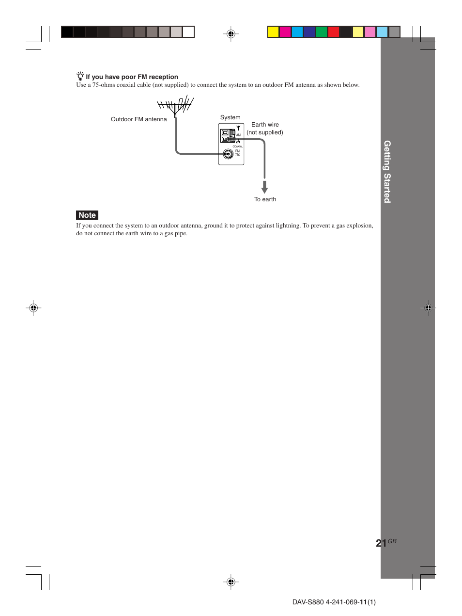 Getting star ted | Sony DAV-S880 User Manual | Page 21 / 84