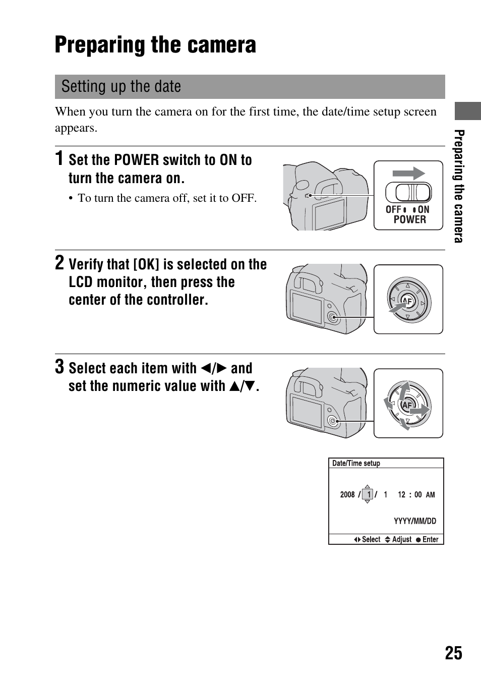 Preparing the camera | Sony 4-133-499-11 (1) User Manual | Page 25 / 167