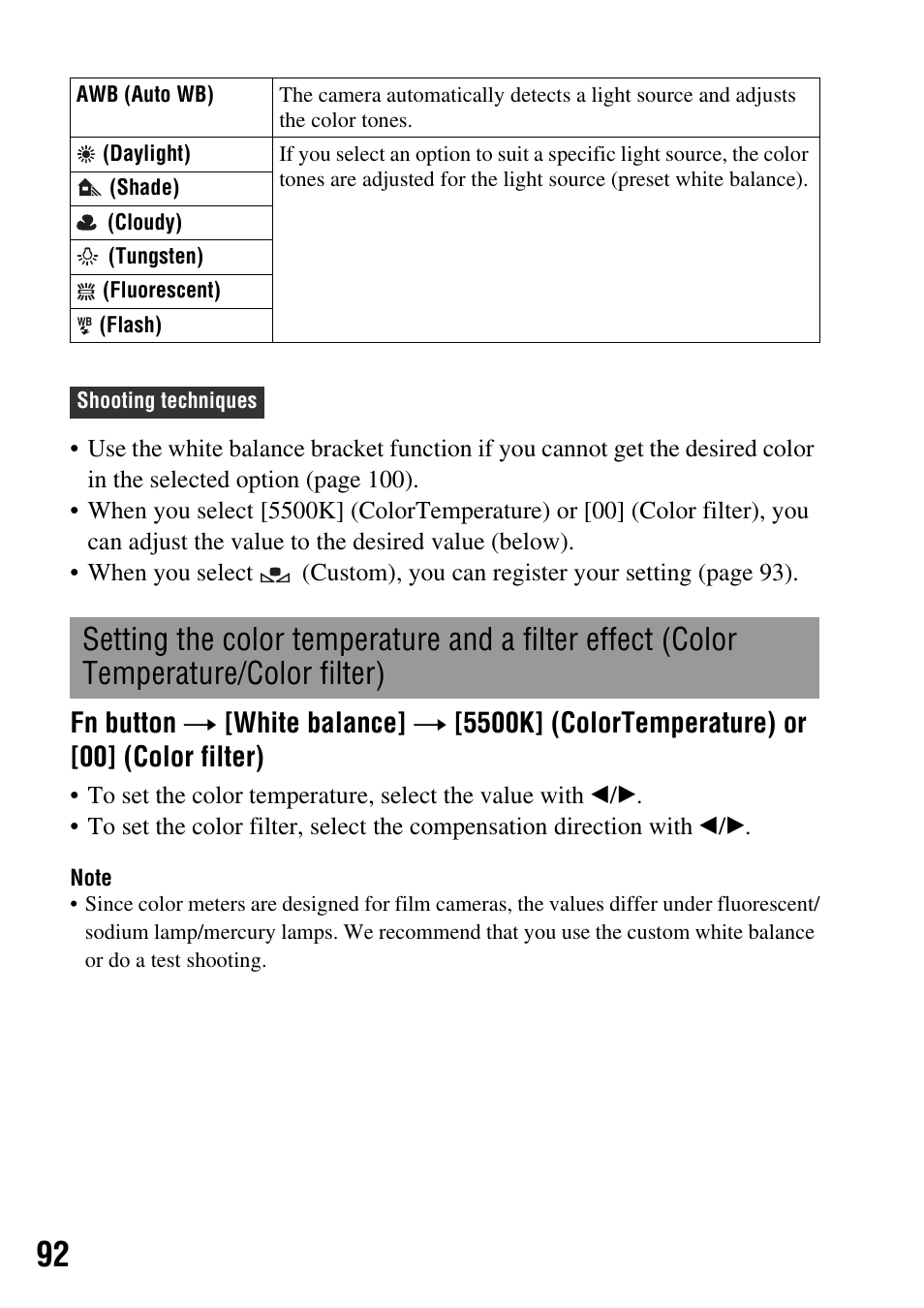 Temperature/color filter) | Sony 4-133-499-11 (1) User Manual | Page 92 / 167