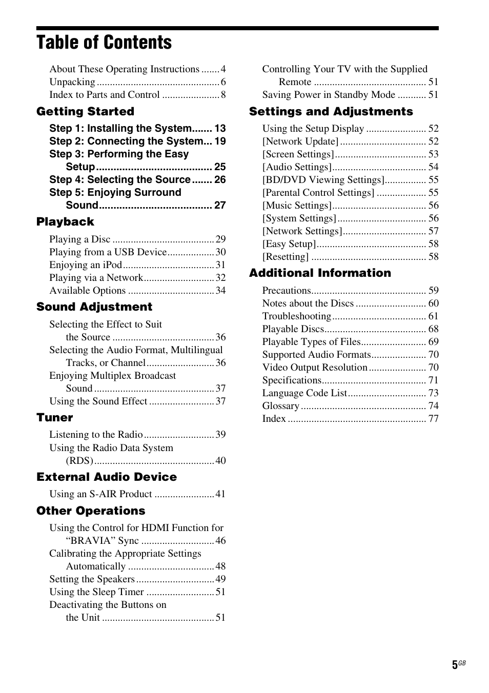 Sony 4-178-247-14(1) User Manual | Page 5 / 80