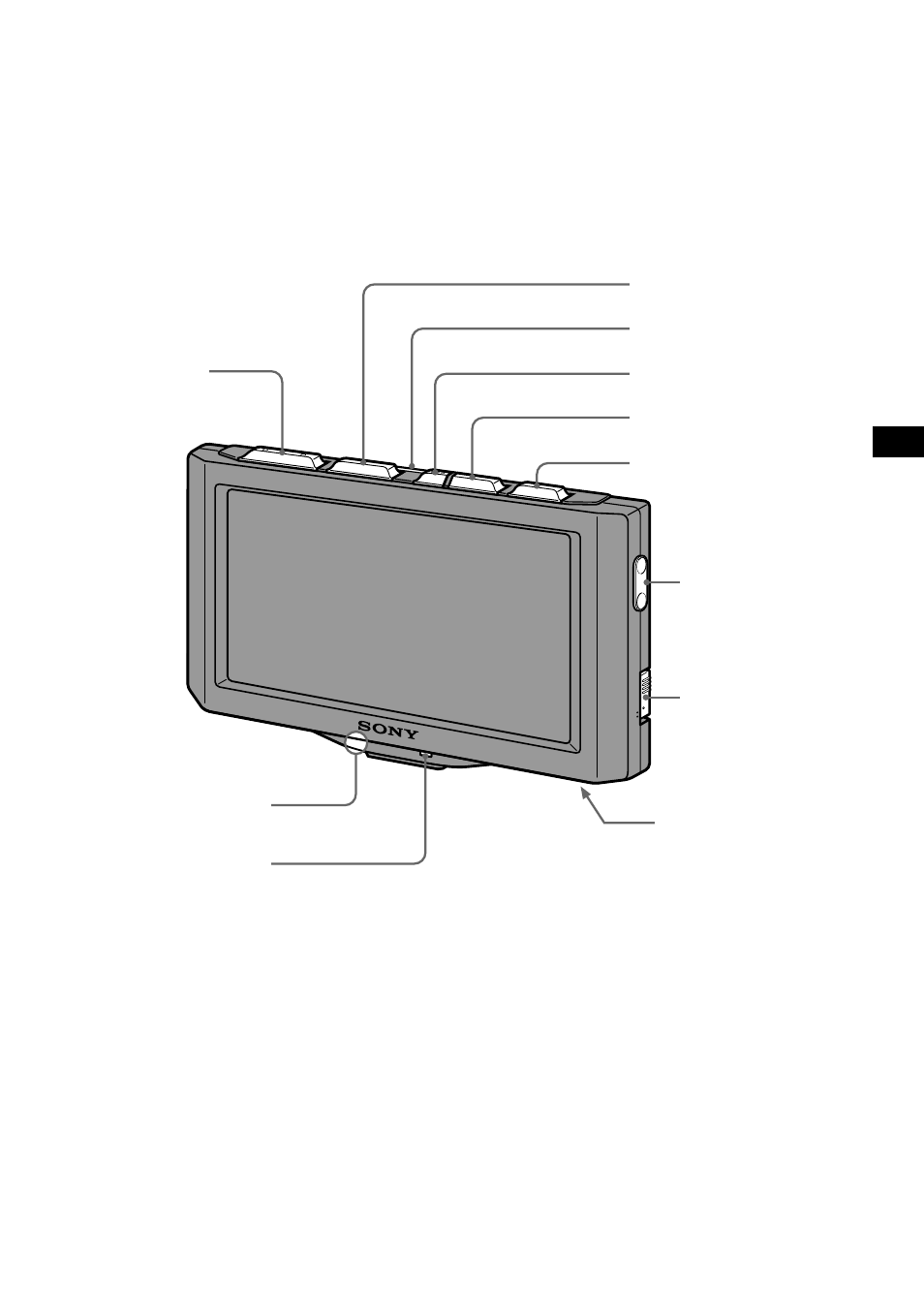 Lage der teile und bedienelemente, Monitor | Sony XTL-W70 User Manual | Page 27 / 84